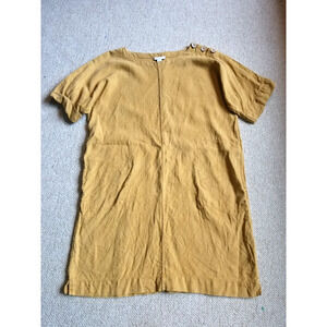 Womens Dress-PURE JILL BY J.JILL-mustard yellow tencel tunic/shift BOHO ss-PXS